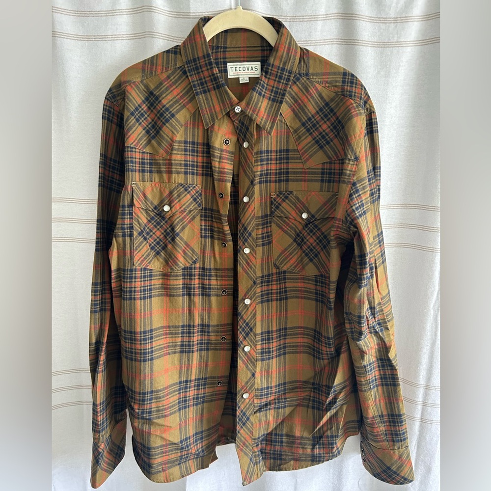 Tecovas Men’s Plaid Western Long Sleeve Pearl Snap Shirt